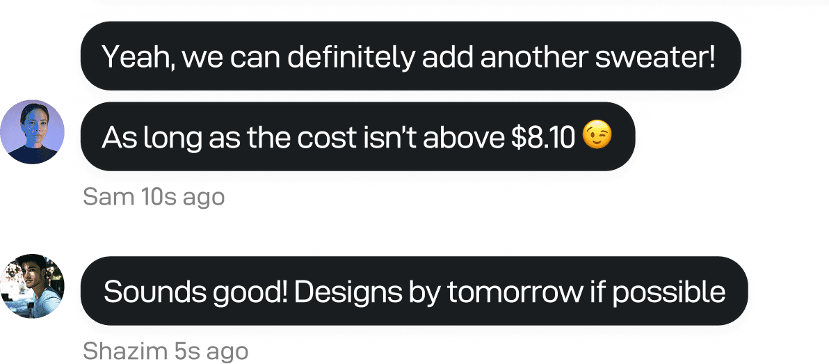 Lifecycle team and supplier chat